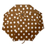 Polka Dots - White on Chocolate Brown Folding Umbrella