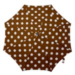 Polka Dots - White on Chocolate Brown Hook Handle Umbrella (Medium)