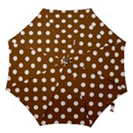 Polka Dots - White on Chocolate Brown Hook Handle Umbrella (Small)