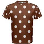 Polka Dots - White on Auburn Brown Men s Cotton Tee