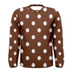 Polka Dots - White on Auburn Brown Men s Long Sleeve T-shirt