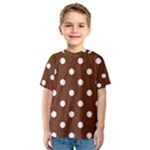 Polka Dots - White on Auburn Brown Kid s Sport Mesh Tee