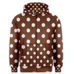 Polka Dots - White on Auburn Brown Men s Zipper Hoodie