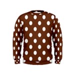 Polka Dots - White on Auburn Brown Kid s Sweatshirt
