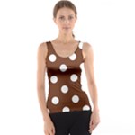 Polka Dots - White on Auburn Brown Tank Top