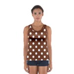 Polka Dots - White on Auburn Brown Women s Sport Tank Top