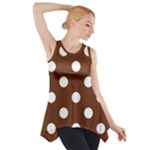 Polka Dots - White on Auburn Brown Side Drop Tank Tunic