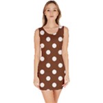 Polka Dots - White on Auburn Brown Bodycon Dress