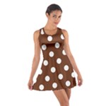 Polka Dots - White on Auburn Brown Cotton Racerback Dress