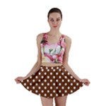 Polka Dots - White on Auburn Brown Mini Skirt