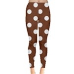 Polka Dots - White on Auburn Brown Women s Leggings