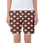 Polka Dots - White on Auburn Brown Women s Basketball Shorts
