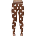 Polka Dots - White on Auburn Brown Yoga Leggings