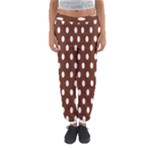 Polka Dots - White on Auburn Brown Women s Jogger Sweatpants