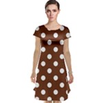 Polka Dots - White on Auburn Brown Cap Sleeve Nightdress