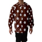 Polka Dots - White on Auburn Brown Hooded Wind Breaker (Kids)