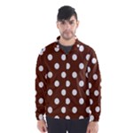 Polka Dots - White on Auburn Brown Wind Breaker (Men)
