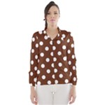 Polka Dots - White on Auburn Brown Wind Breaker (Women)