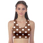 Polka Dots - White on Auburn Brown Women s Sports Bra