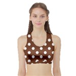 Polka Dots - White on Auburn Brown Women s Sports Bra with Border