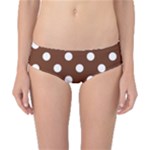 Polka Dots - White on Auburn Brown Classic Bikini Bottoms