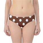 Polka Dots - White on Auburn Brown Hipster Bikini Bottoms