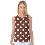 Polka Dots - White on Auburn Brown Women s Basketball Tank Top