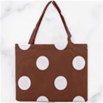 Polka Dots - White on Auburn Brown Mini Tote Bag