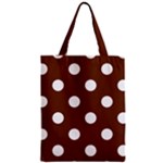 Polka Dots - White on Auburn Brown Zipper Classic Tote Bag