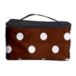 Polka Dots - White on Auburn Brown Cosmetic Storage Case
