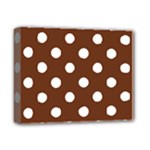 Polka Dots - White on Auburn Brown Deluxe Canvas 14  x 11  (Stretched)