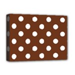 Polka Dots - White on Auburn Brown Deluxe Canvas 16  x 12  (Stretched)