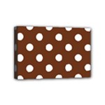 Polka Dots - White on Auburn Brown Mini Canvas 6  x 4  (Stretched)