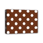 Polka Dots - White on Auburn Brown Mini Canvas 7  x 5  (Stretched)