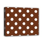 Polka Dots - White on Auburn Brown Canvas 10  x 8  (Stretched)