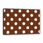 Polka Dots - White on Auburn Brown Canvas 18  x 12  (Stretched)