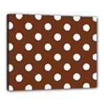 Polka Dots - White on Auburn Brown Canvas 20  x 16  (Stretched)