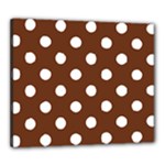 Polka Dots - White on Auburn Brown Canvas 24  x 20  (Stretched)