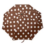 Polka Dots - White on Auburn Brown Folding Umbrella