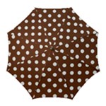 Polka Dots - White on Auburn Brown Golf Umbrella