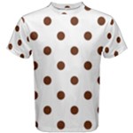 Polka Dots - Auburn Brown on White Men s Cotton Tee