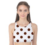 Polka Dots - Auburn Brown on White Tank Bikini Top
