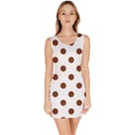 Polka Dots - Auburn Brown on White Bodycon Dress