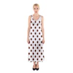 Polka Dots - Auburn Brown on White Full Print Maxi Dress