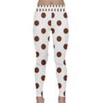 Polka Dots - Auburn Brown on White Yoga Leggings