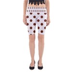 Polka Dots - Auburn Brown on White Yoga Cropped Leggings