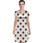 Polka Dots - Auburn Brown on White Cap Sleeve Nightdress