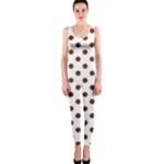 Polka Dots - Auburn Brown on White OnePiece Catsuit