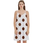 Polka Dots - Auburn Brown on White Women s Reversible Sports Bra with Border