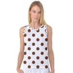 Polka Dots - Auburn Brown on White Women s Basketball Tank Top